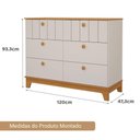 Ver imagem 3 de Cômoda Infantil 6 Portas Mdf Puxadores Madeira Maçica Biscoito Permobili Off White/nature