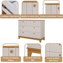 Ver imagem 5 de Cômoda Infantil 6 Portas Mdf Puxadores Madeira Maçica Biscoito Permobili Off White/nature