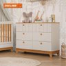 Cômoda Infantil 6 Portas Mdf Puxadores Madeira Maçica Biscoito Permobili Off White/nature - 2