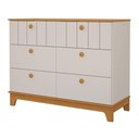 Ver imagem 1 de Cômoda Infantil 6 Portas Mdf Puxadores Madeira Maçica Biscoito Permobili Off White/nature