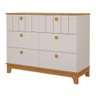 Cômoda Infantil 6 Portas Mdf Puxadores Madeira Maçica Biscoito Permobili Off White/nature - 1