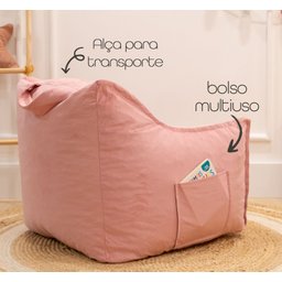 Puff Poltrona Nuvem Infantil Criança Nuvem com Enchimento de Espuma - Tecido Veludo Rosa - 5