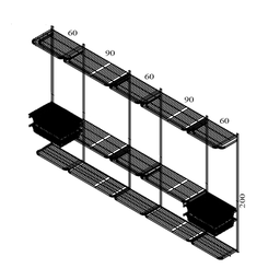Closet Armário Aramado Modulado Gaveta Prateleira 3,70m PT - 2