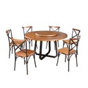 Ver imagem 1 de Mesa Jantar Redonda Prato Giratório Clarisse 1,60m Madeira 6 Cadeiras Paris Base Alumínio Castanho
