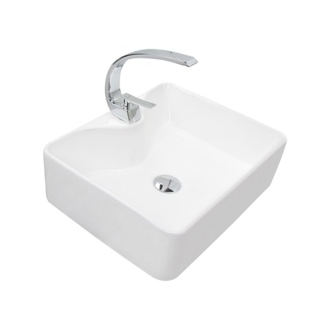 Kit Cuba Pia Louça Cerâmica Banheiro C/Torn e Vál Cromada 26