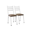 Ver imagem 2 de Kit 2 Cadeiras de Jantar Europa em Aço com Assento Estofado Branco Rattan