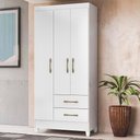 Ver imagem 1 de Guarda Roupa Solteiro 3 Portas 2 Gavetas Lima - Branco / Rosa Flex Branco