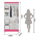 Ver imagem 4 de Guarda Roupa Solteiro 3 Portas 2 Gavetas Lima - Branco / Rosa Flex Branco
