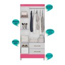 Ver mais imagens de Guarda Roupa Solteiro 3 Portas 2 Gavetas Lima - Branco / Rosa Flex Branco