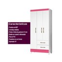 Ver imagem 7 de Guarda Roupa Solteiro 3 Portas 2 Gavetas Lima - Branco / Rosa Flex Branco