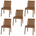 Ver imagem 1 de Kit 5 Cadeiras Decorativas Sala de Jantar Madeira Maciça Bruyne PU Marrom - Gran Belo