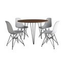 Ver imagem 6 de Mesa Jantar Redonda 110cm Amêndoa Clips 3 Pés com 4 Cadeiras Eames Eiffel Brancas Ferro Preto