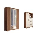 Ver imagem 1 de Guarda Roupa +cômoda 2 Peças Qc312 Jatoba/areia - Santos Andirá