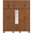 Ver imagem 2 de Guarda Roupa Casal com Espelho 10 Portas 2 Gavetas Madeira Maciça Lorie F06 Castanho - Lyam Decor
