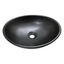 Cuba Pia Apoio Banheiro Lavabo Oval 41x33cm Cerâmica Preta - Ilheus - 5