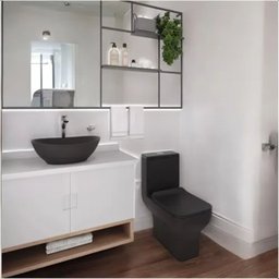 Cuba Pia Apoio Banheiro Lavabo Oval 41x33cm Cerâmica Preta - Ilheus - 2