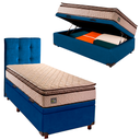 Ver imagem 1 de Cama Box Bau com Colchão Solteiro Belmont Hellen + Cabeceira Azul