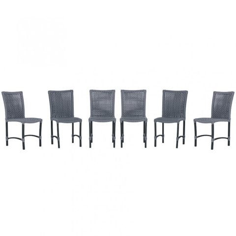 6 Cadeiras Corda Náutica Cannes em Alumínio com Pintura Eletrostática para Cozinha Jantar Edícula