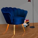 Ver imagem 1 de Poltrona Decorativa Estofada para Quarto Closet Pétala Veludo Azul Marinho - Lm Decor