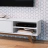 Rack Branco Baixo para Sala TV - com Porta e Pés de Madeira - 6