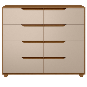 Cômoda para Quarto Double 8 Gavetas 136cm Jatobá Fendi Metallic Móveis Albatroz