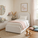 Ver imagem 1 de Cama Infantil Feminina Tamanho Solteiro Estofada Luxuosa:linho Off White