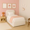 Ver imagem 1 de Cama Infantil Feminina Tamanho Solteiro Estofada Luxuosa:linho Off White