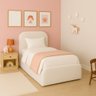 Cama Infantil Feminina Tamanho Solteiro Estofada Luxuosa:linho Off White - 1