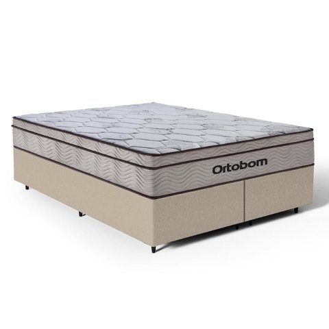 Cama Box com Colchão Ortobom de Molas Ensacadas Pillow In Pro Vida Queen 158cm