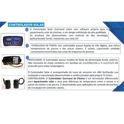 KIT AQUECIMENTO SOLAR 7 PLACAS 3,7M + Conexão+ Control+ Válv - 7