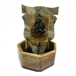 Fonte de Água Cascata Pedra Sabão Buda Chafariz Decoração