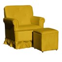 Ver imagem 1 de Poltrona Amamentação com Balanço + Puff Laura Veludo Amarelo