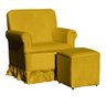 Poltrona Amamentação com Balanço + Puff Laura Veludo Amarelo - 1
