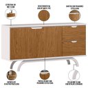 Ver imagem 3 de Aparador Buffet para Sala de Jantar 2 Portas 2 Gavetas Vicky N01 Off White Ypê - Lyam Decor