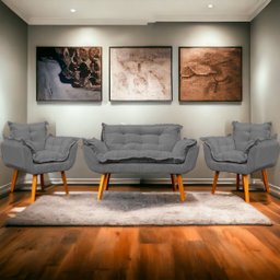 Kit Namoradeira Decorativa + 2 Poltronas Reforçadas Para Amamentação Suede - 1