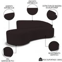 Ver imagem 3 de Sofá Living 3 Lugares 260cm Braço Direito Mozart D06 Sintético Marrom - Mpozenato