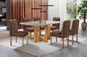Ver imagem 1 de Conjunto Sala de Jantar Malibu Mesa e 6 Cadeiras Madeira Maciça Tampo com Vidro