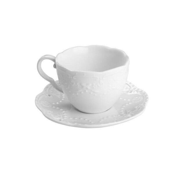 Jogo de Xícaras para Chá com Pires em Porcelana Butterfly 120ml - Bon Gourmet - 2