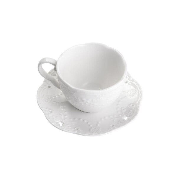 Jogo de Xícaras para Chá com Pires em Porcelana Butterfly 120ml - Bon Gourmet - 3