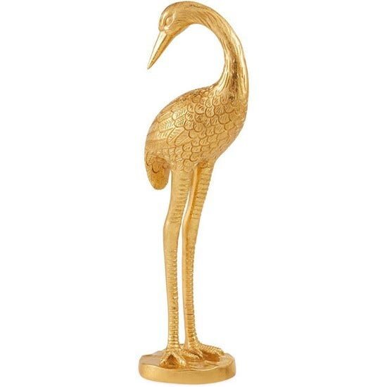 Escultura Pássaro Dourado Em Poliresina- 13251