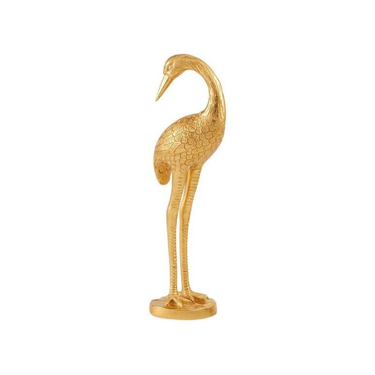 Escultura Pássaro Dourado Em Poliresina- 13251