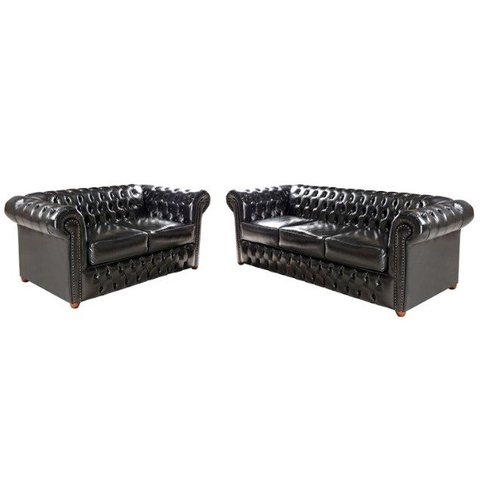 Um Sofá + Uma Namoradeira Chesterfield Victório- Corano Preto