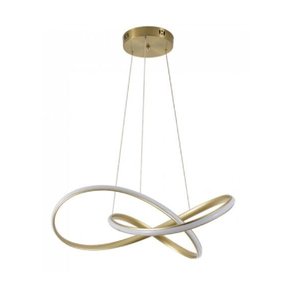 Pendente De Led Moderno 63cm Dourado Para Mesa Sala De Jantar Quarto Living Área Gourmet