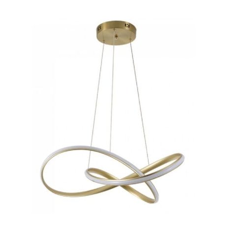 Pendente De Led Moderno 63cm Dourado Para Mesa Sala De Jantar Quarto Living Área Gourmet