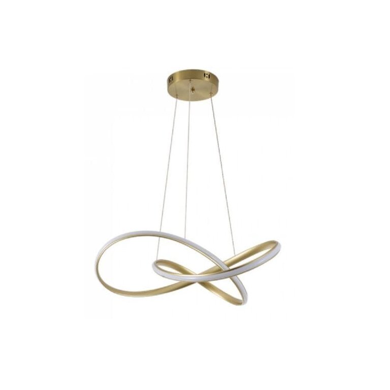 Pendente De Led Moderno 63cm Dourado Para Mesa Sala De Jantar Quarto Living Área Gourmet