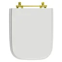 Ver imagem 1 de Assento Sanitário Poliéster Tivoli Branco para vaso Ideal Standard Com Ferragem Dourada