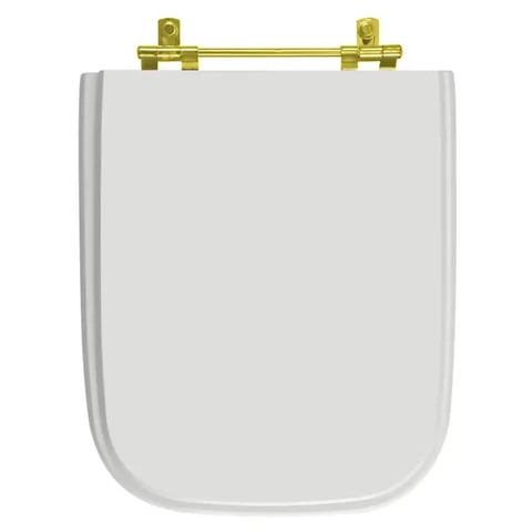 Assento Sanitário Poliéster Tivoli Branco para vaso Ideal Standard Com Ferragem Dourada