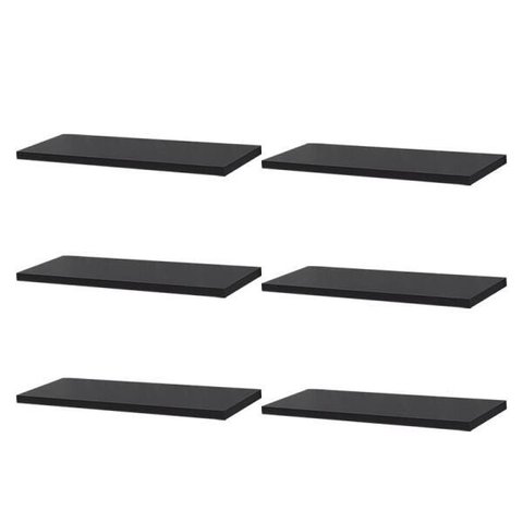 Kit 6 Prateleiras 40 x 20cm Preta Suporte Invisível