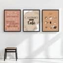 Ver imagem 1 de Kit 3 Quadros Café de Toda Forma 24x18cm - com Vidro:moldura Preta