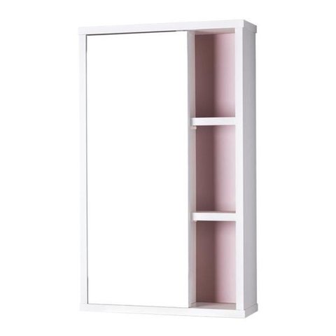 Espelho Milano para Banheiro com Armário Branco e Rosa Claro - 69 x 42cm